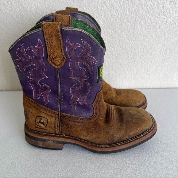 John Deere Shoes John Deere Youth Boys Pull On Green Tan Kids Cowboy Boots 5 Purple Poshmark
